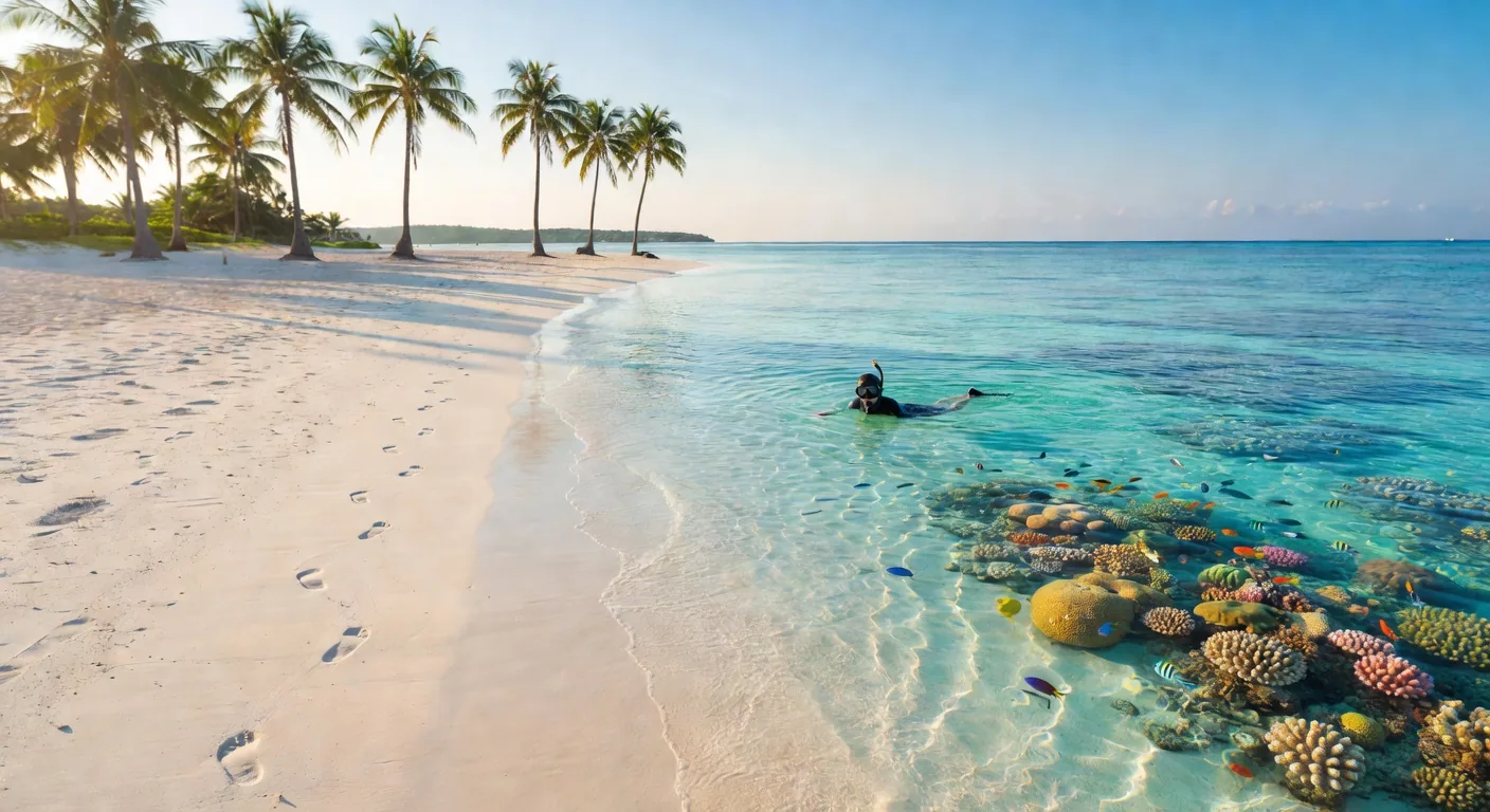 Crystal-clear turquoise waters and white sand beaches of Okinawa's tropical islands
