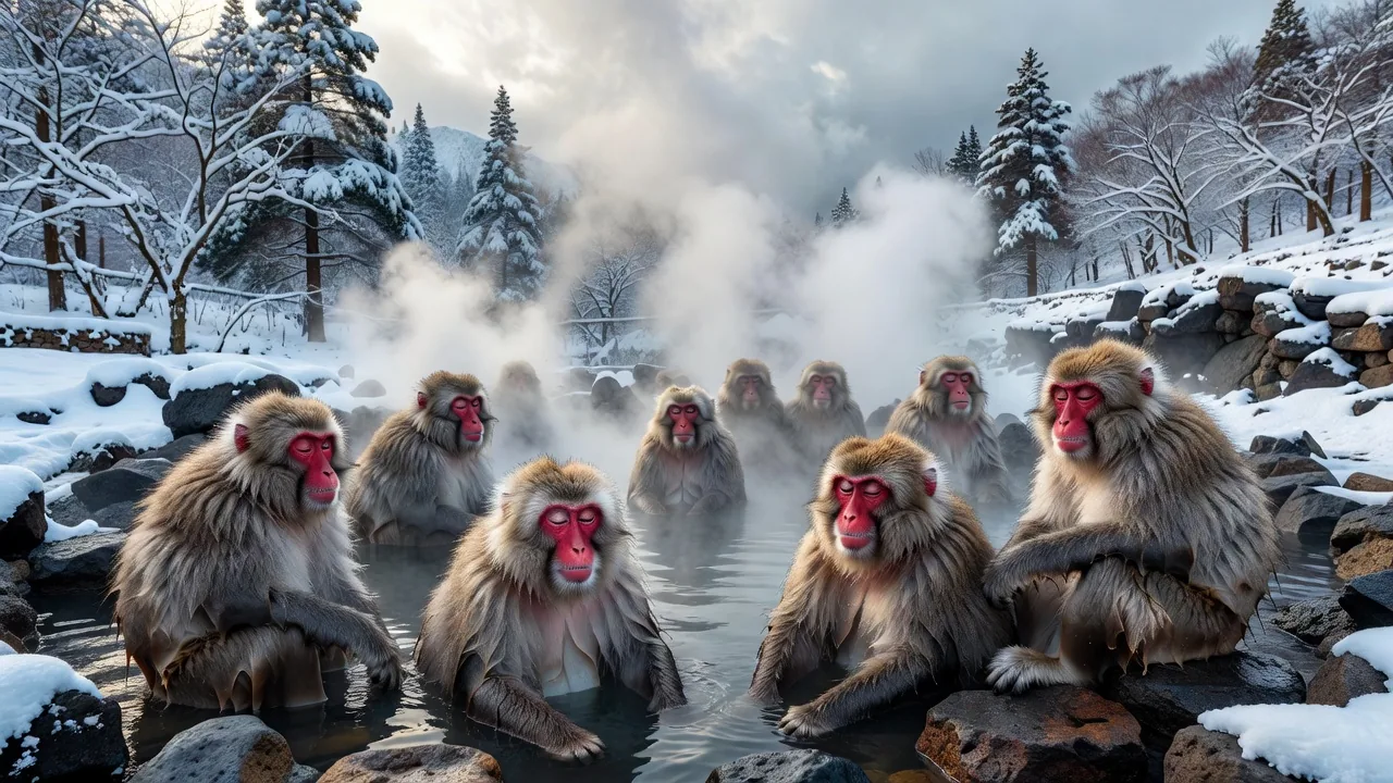 Snow monkeys at Jigokudani Monkey Park